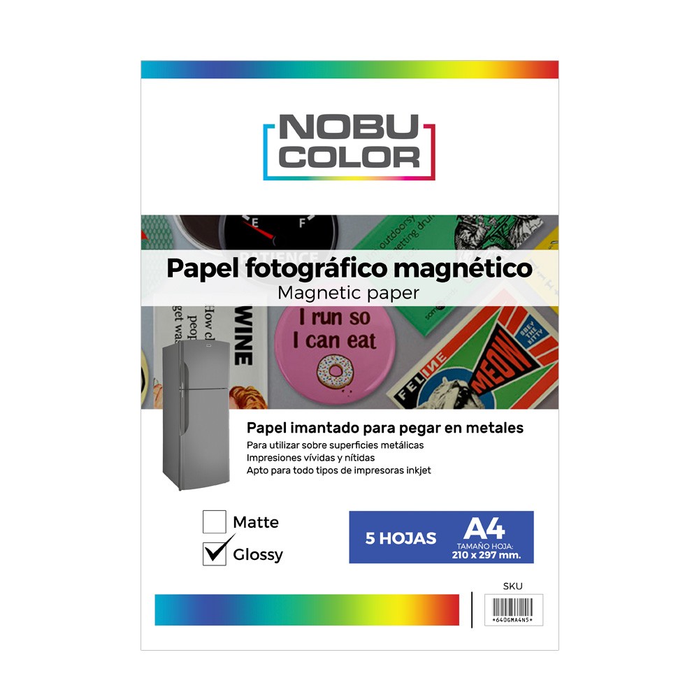 Papel Foto Magnético Glossy A4 - 5 hojas Nobucolor - Grupo