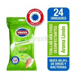 Pack 24 toallitas desinfectantes Virutex 12u.